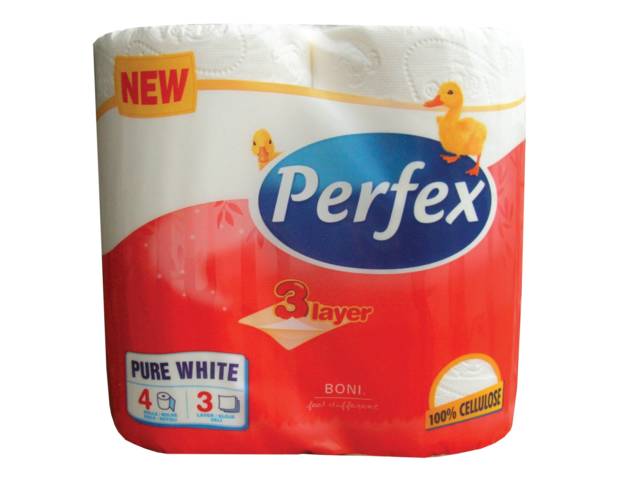Toilet paper PERFEX pure white 4/1, 3-layers - Drenik ND